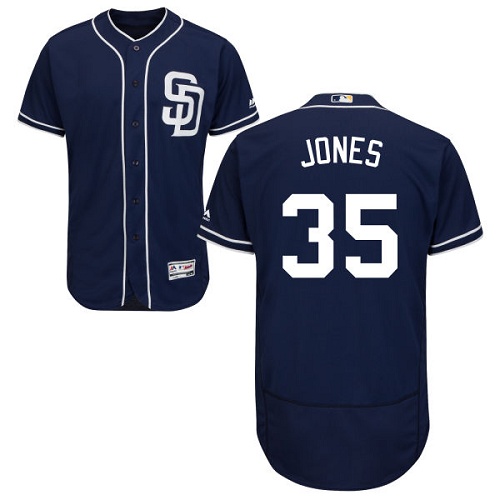 Padres #35 Randy Jones Navy Blue Flexbase Authentic Collection Stitched MLB Jersey - Click Image to Close